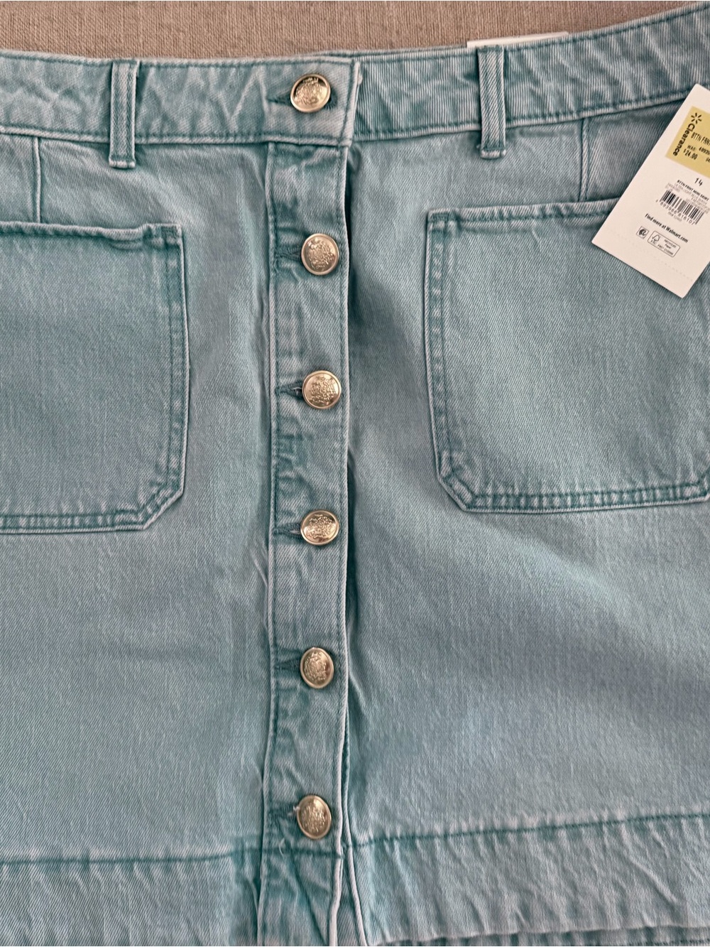 Light Blue Women's Button-Front Jeans Skirt